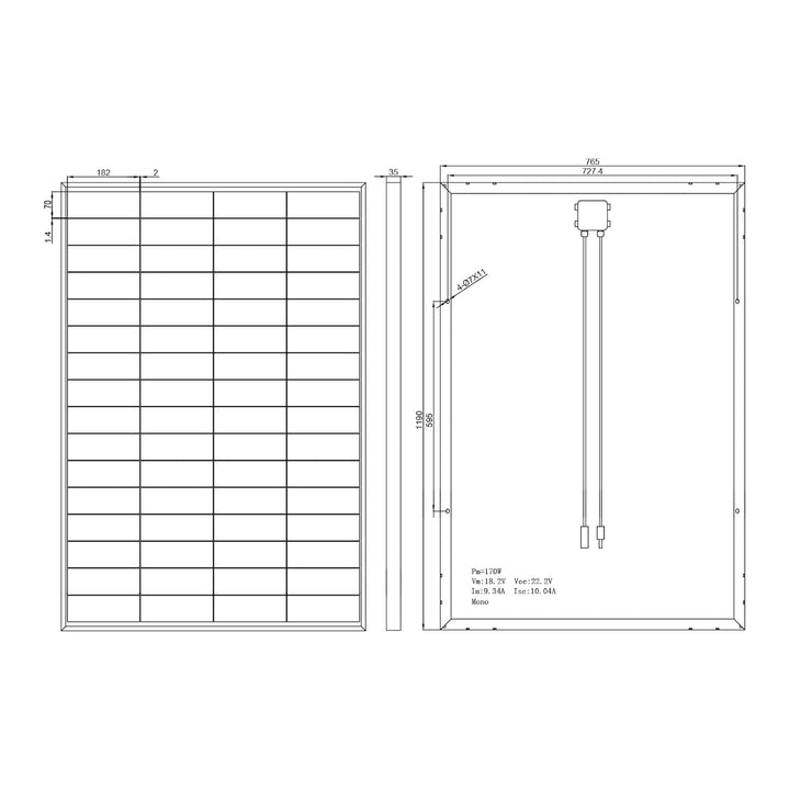 enjoy solar® 180W 12V Monokristallines Solarmodul, 182mm Solarzellen 10 Busbars Solarpanel ideal für