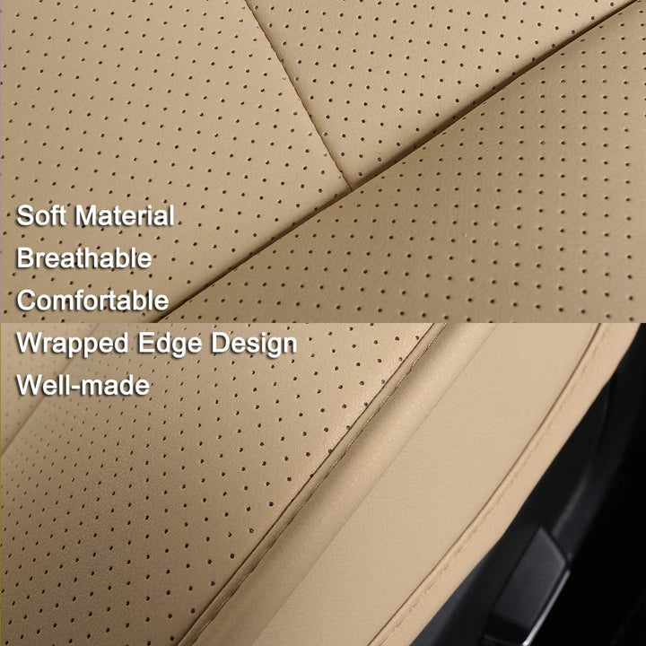 LUOLLOVE Sitzbezüge Auto Universal Leder Super Weich für Vordersitz 2PCS (Beige 52 x 51 cm) 2PCS Bei