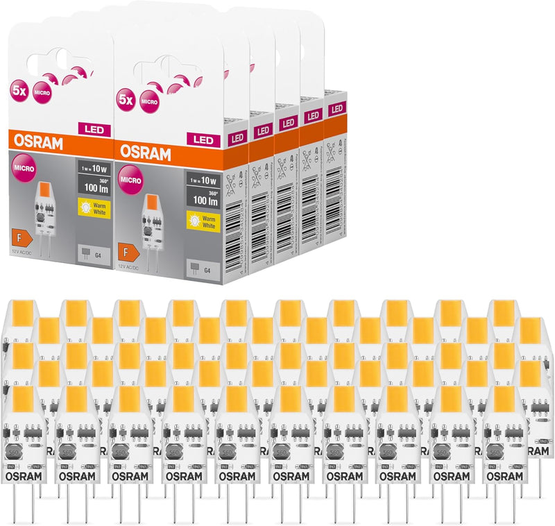 OSRAM LED BASE PIN MICRO, Vorteilspack mit 50 Niedervolt Leuchtmittel, ersetzt herkömmliche 10W PIN