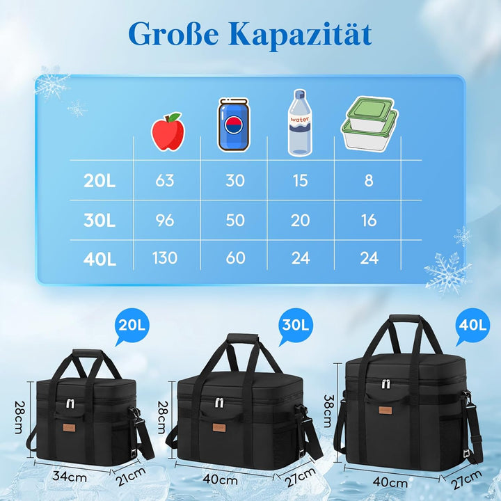 Lifewit Kühltasche 40L 60 Dosen, Faltbar Picknicktasche für Essen & Getränke, Kühlbox Tragbare Eista