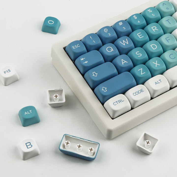 Sunzit Cute PBT Keycaps 126 Tasten Custom Keycap Set,MOA Profil Keycaps Dye-Sub Blau Schneemonster T