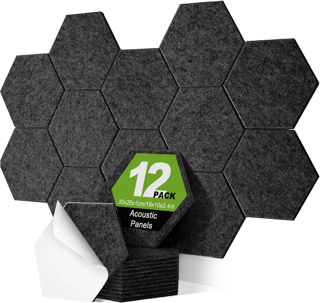 Hexagon Akustikplatten selbstklebend, Deecam 30X26X1 CM Hohe Dichte Akustikpaneele, Schallschutz/Sch