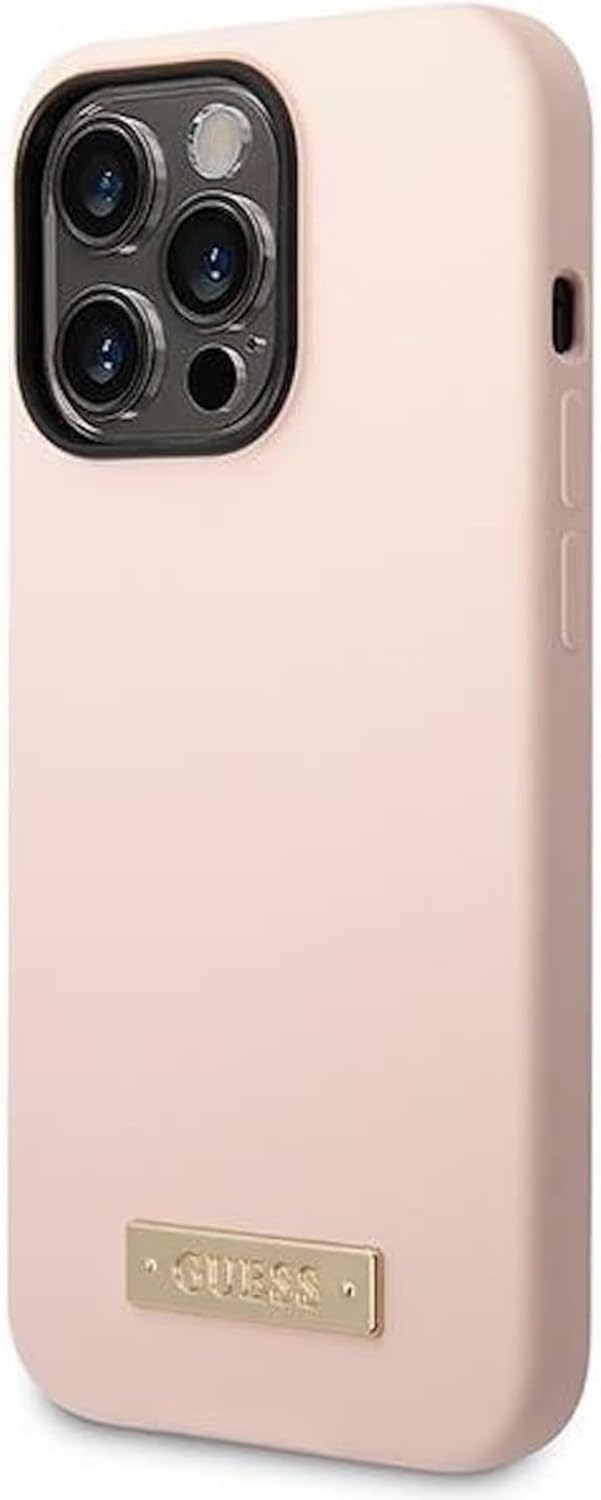 Guess GUHMP14LSBPLP hülle für iPhone 14 Pro 6,1" rosa/pink Hard case Silicone Logo Plate