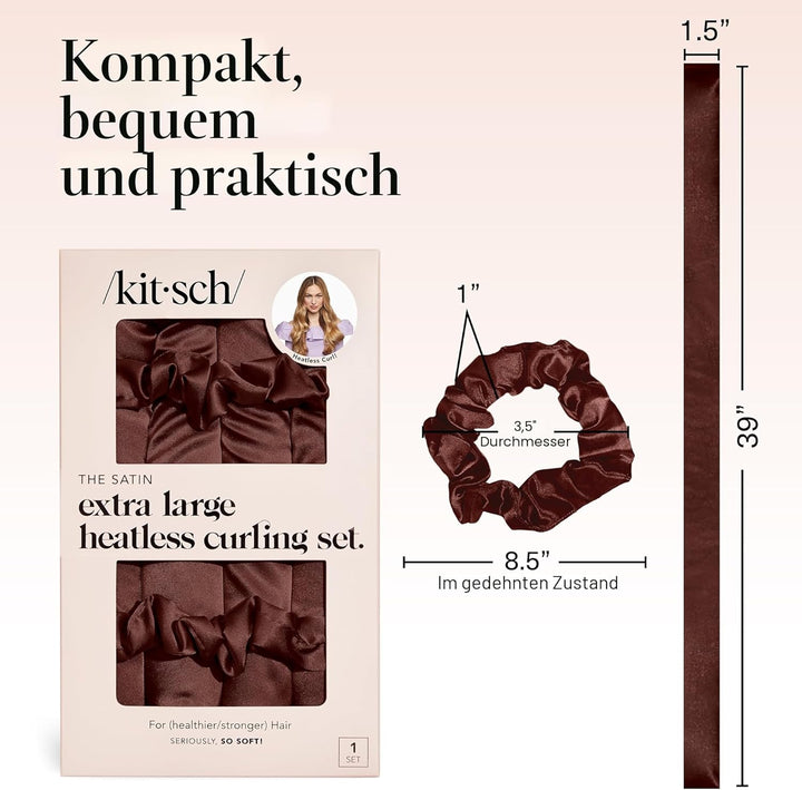 Kitsch Satin Heatless Curling Set XL - Gross Heatless Lockenwickler Stirnband für Langes Haar Locken