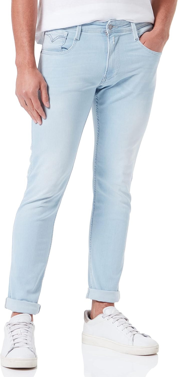Replay Herren Anbass Powerstretch Denim Jeans 30W / 34L 11 Super Light Blue, 30W / 34L 11 Super Ligh