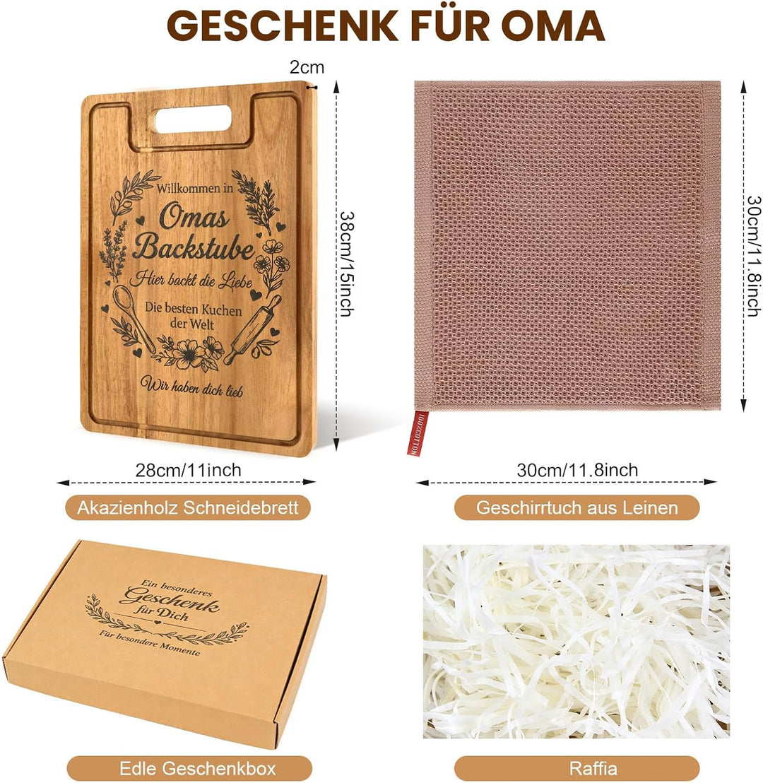Oma Geschenke, Personalisierte XXL Schneidebrett Schneidebrett | Geschenk für Oma von Enkel, mit Gra