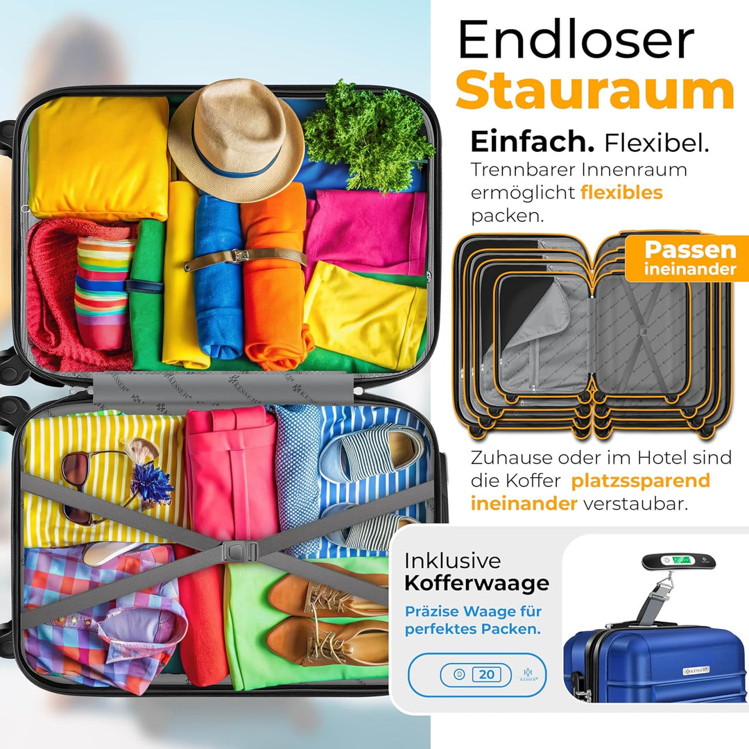KESSER® 3tlg. Hartschalenkofferset Hard Shell Basic Hartschalenkoffer Trolley Koffer Reisekoffer Rei