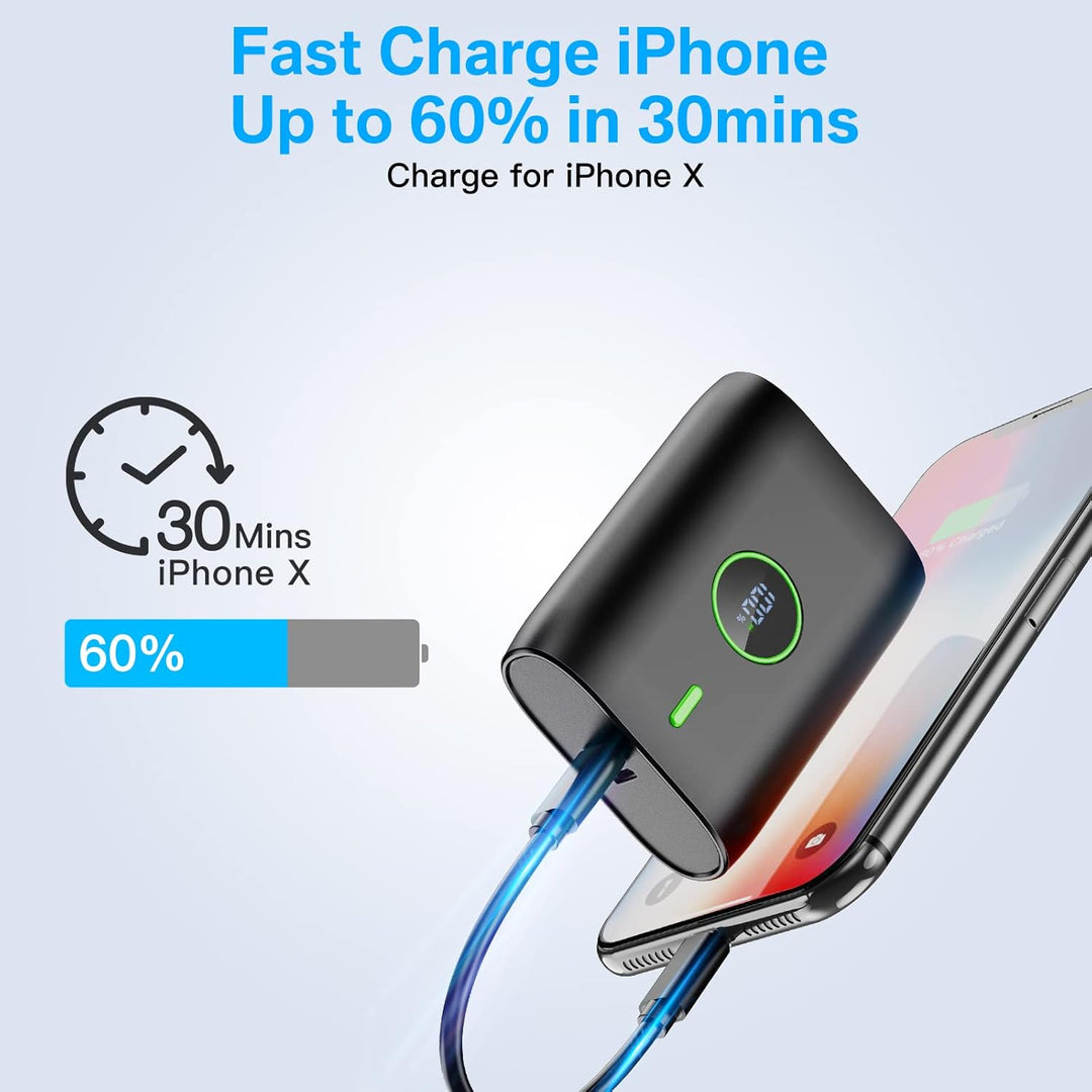 Power Bank 10000 mah,22.5W powerbank klein Aber stark mit led-anzeige,12v Ausgang,Mini powerbank Ext