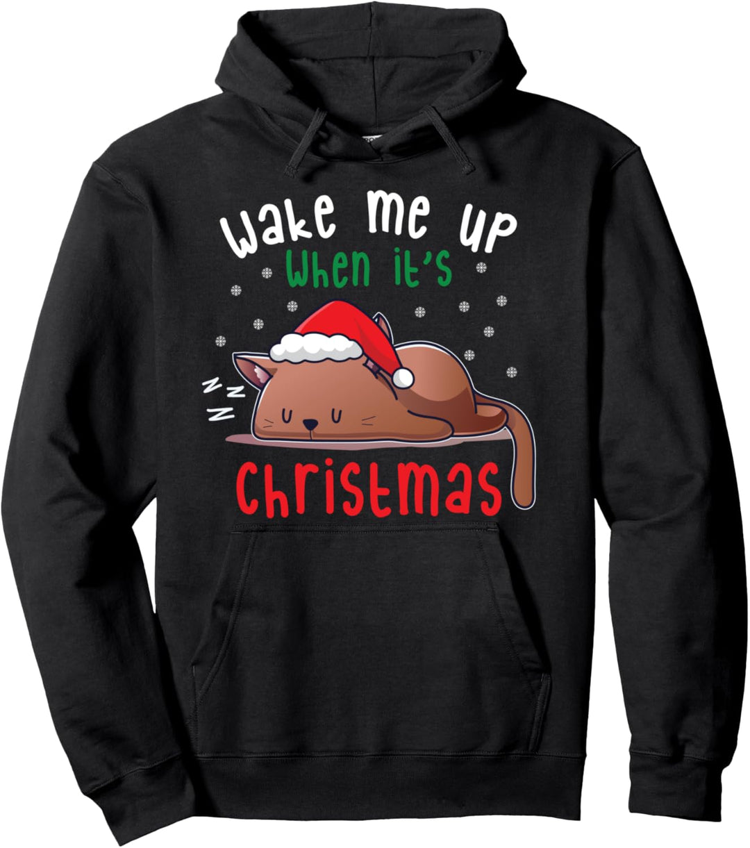 Weck mich auf, wenn es Weihnachten ist Schlafen Cat Nap Kitten Sleep Pullover Hoodie