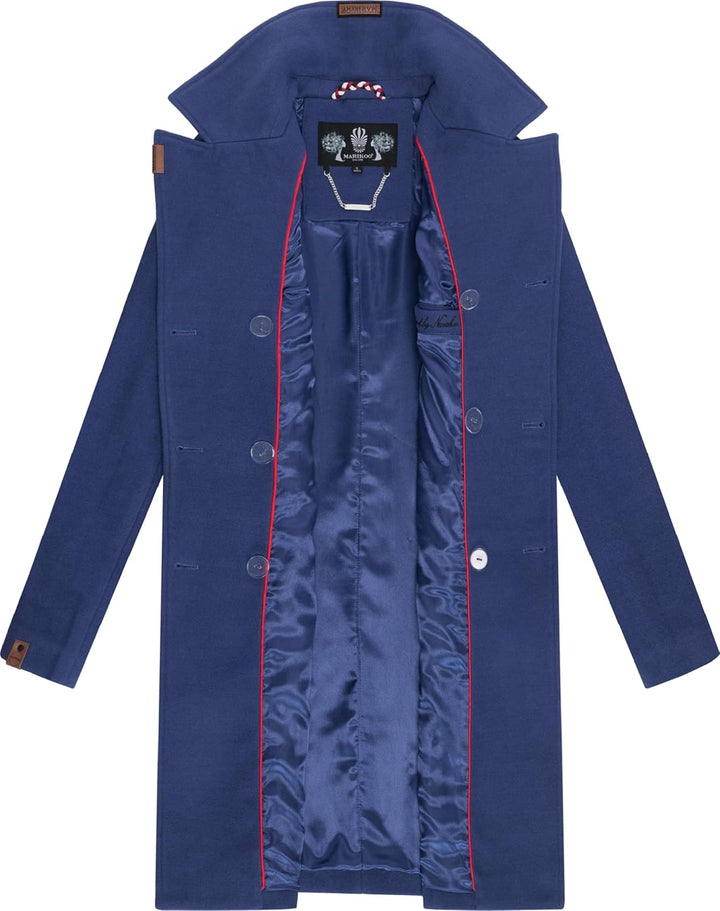 MARIKOO Damen Wollmantel Langer Trenchcoat mit Reversekragen Nanakoo XS-5XL XS Blue Violet, XS Blue
