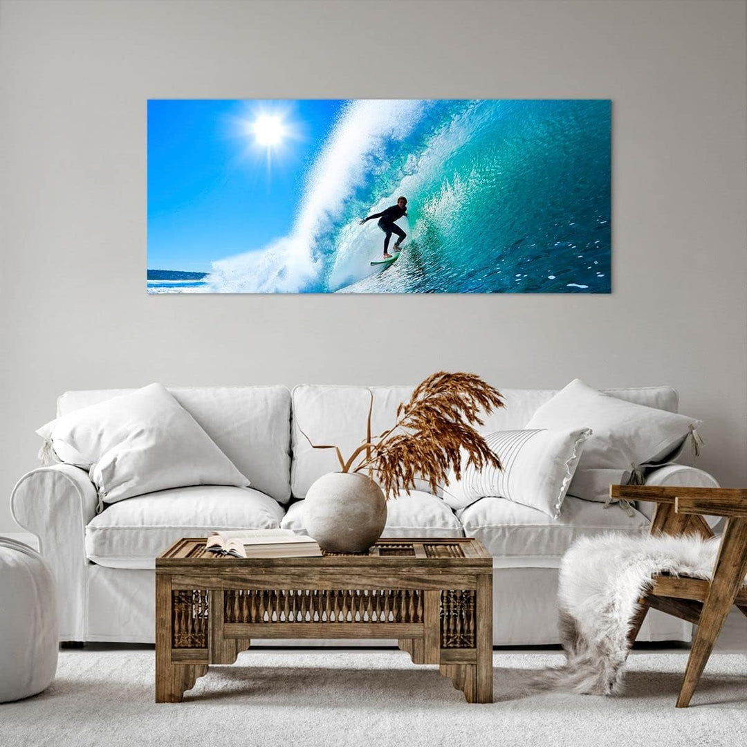 Wandbilder Dekoration Wohnzimmer Windsurfing strand ozean spass Panorama Bilder auf Leinwand 120x50c