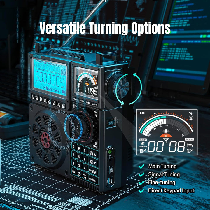 Raddy RF919 SSB Kurzwellenradio, Vollband FM AM SW VHF UHF AIR CB und SSB Weltempfänger, mit Antenne