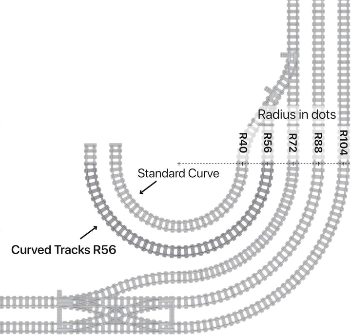 Trixbrix.eu Curved Tracks R56 Compatible with Lego City Train Sets 60197 60198 10277 60205 60238 603