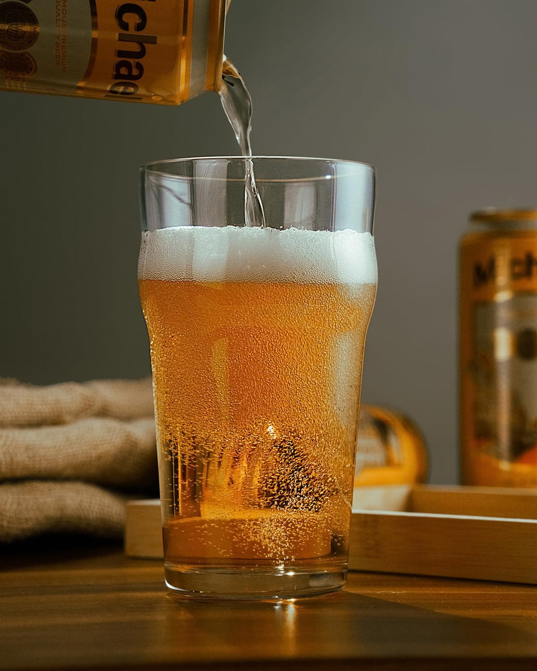 Biergläser, 590 ml, britisches Bierglas, klassisches Design, 4 Stück, einfach im Schrank zu stapeln