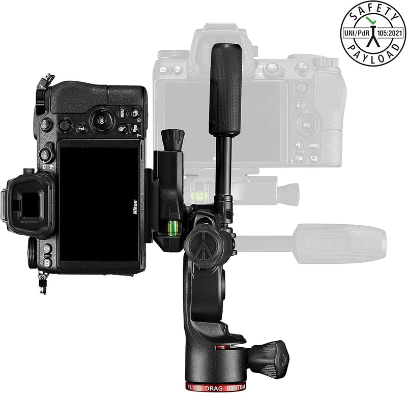 Manfrotto Befree 3-Way Live Stativkopf, Aluminium Fluid-Kopf für Foto- und Video-Kameras bis zu 6 kg