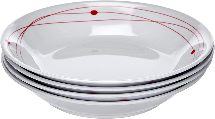 BRUNNER Melamin-Set, kosmisch, 16 Stück Rutschfest Weiss/Rot, Weiss/Rot