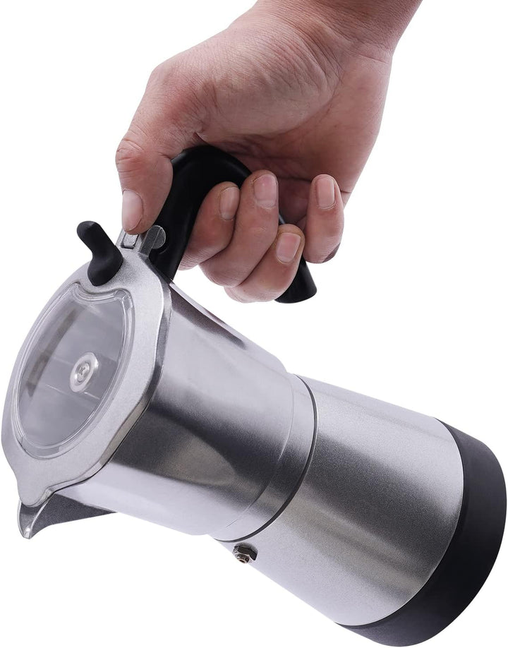 Espressokocher für 6 Tassen, 480W 300ml Elektrische Kaffeekocher mit 360° Basis Espressokanne Moka-K
