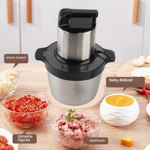 Elektrischer Fleischzerkleinerer, 6 L, 2000 W, Edelstahl-Küchenmaschine, Mixer C mit 2 Gängen für Ef