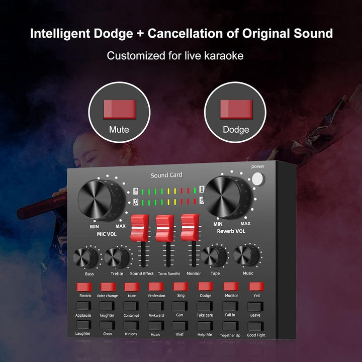 Externe Audiokarte BLUETOOTH MIXER EFFEKTE AUDIO SOUND CARD CHANGER KARAOKE SMARTPHONE PC