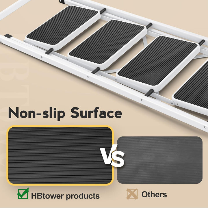 HBTower 4-Stufen-Leiter, Klappstufen Leiter mit Anti-Rutsch-Pedal, Tragbare Robuste Leiter mit Handl