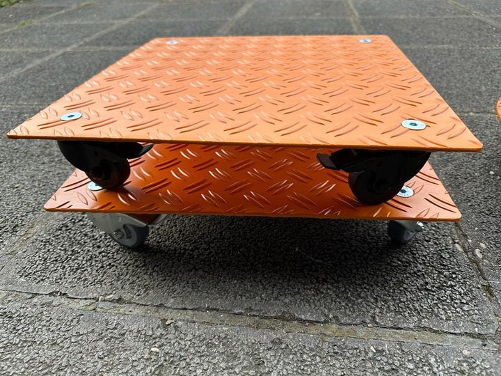 Pflanzenroller eckig orange Ral2000 200kg oder 400kg Blumenroller Untersetzer Alu Riffel mit Auswahl