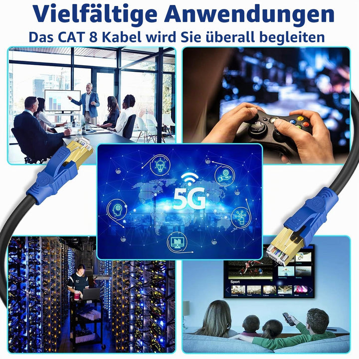 Soibke Cat 8 LAN Kabel - 5meter, 10meter, 15meter, 20meter, 30meter Outdoor Wifi Kabel - Hochgeschwi