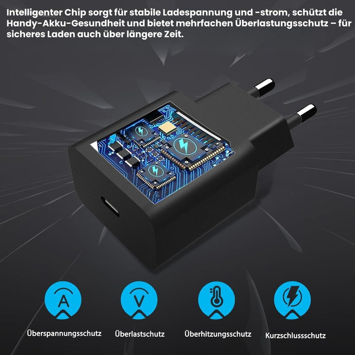 25W USB C Ladegerät 2er-Pack Schnellladegerät mit 2m Ladekabel für iPhone 17/15/16 Serie, USB C Netz