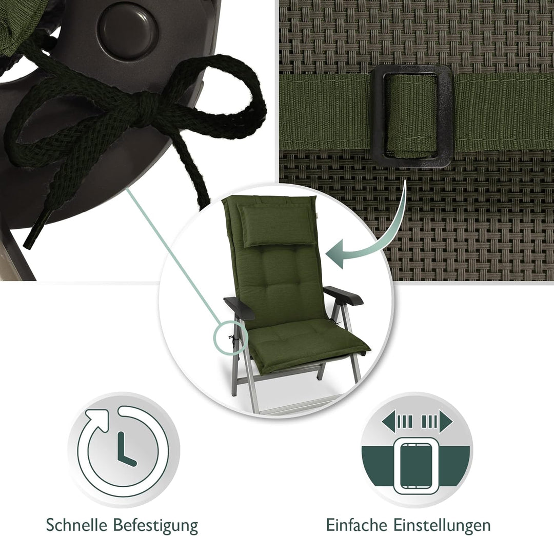 Beautissu 2er Set Premium Gartenstuhlauflage Hochlehner 120x50x7cm Dicke Polster Gartenstuhlauflage