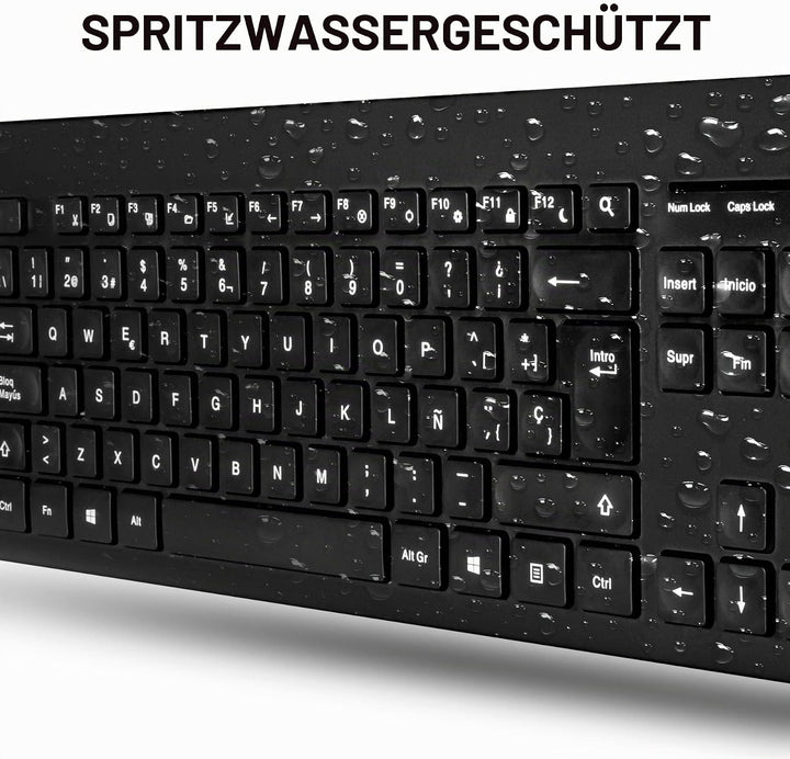 UNYKAch MK212 Pro Slim Kabelloses Tastatur- und Maus-Set, 105 Tasten, Membran, Portugiesisch, USB Wi