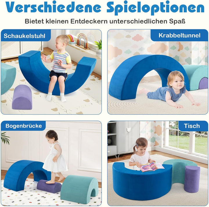 COSTWAY 3-TLG. Softbausteine, Schaumstoffbausteine zum Klettern und Krabbeln für Babys, Kletterbogen