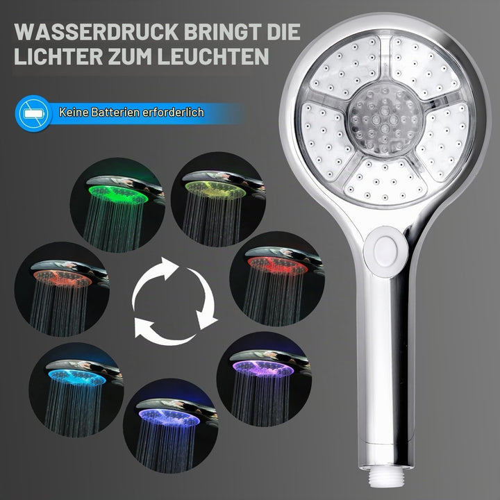 Duschkopf, beleuchtet, 7 Farben, LED-Duschkopf, 3 Modi, Handbrause, nur LED, 12,5 cm, beleuchtete Fa