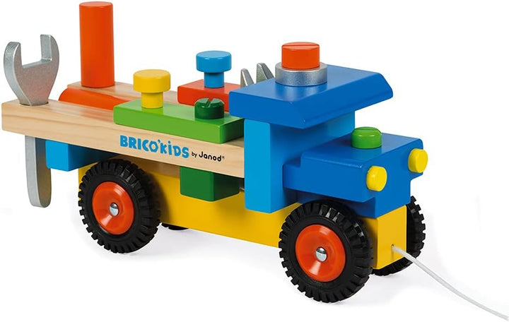 Janod - Brico'Kids Lastwagen zum Selberbauen, 2-in-1-Spielzeug zum Ziehen und für frühkindliches Ler