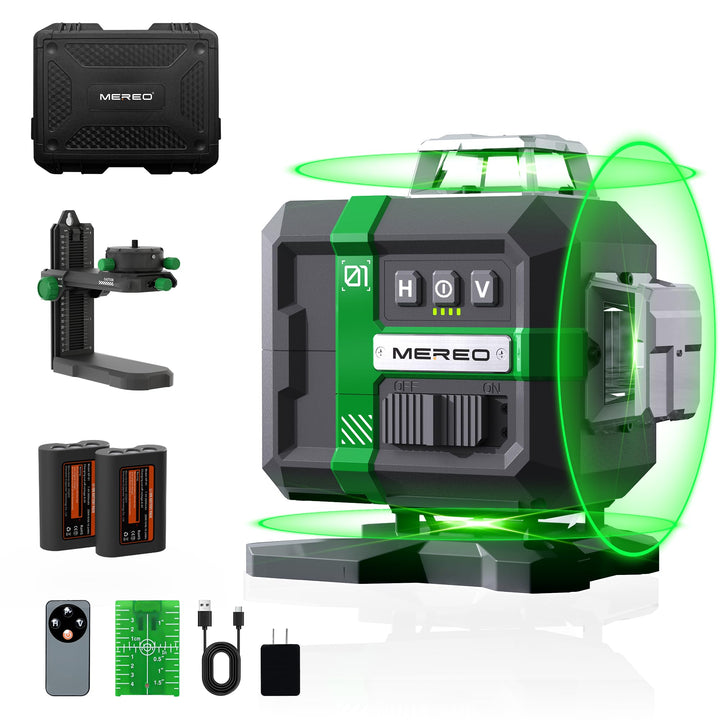 MEREO Kreuzlinienlaser 4×360° Laser wasserwaage, 16 Linien Nivellierlaser | Grn Linienlaser, 4D Selb