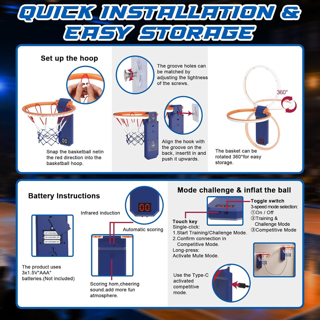 Mini Basketballkorb, 2pcs Basketballkorb mit Elektronische Anzeigetafel, Indoor Hoop Höhenverstellba