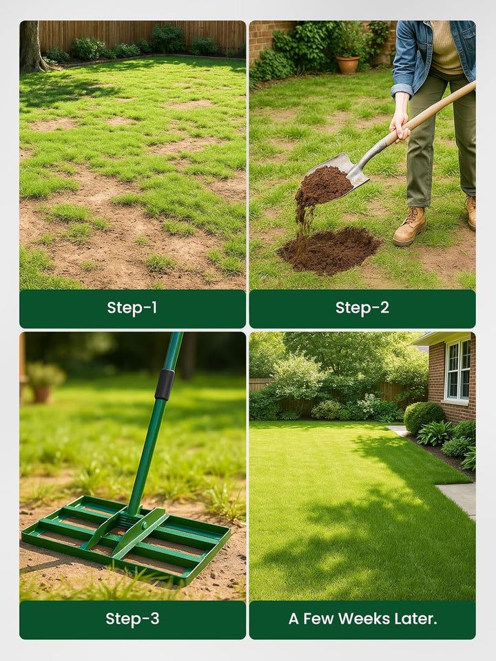 Lawn Levelling Rake 75 x 25 x 190cm, Rasenrechen Garden Grass Squeegee Sand Rakel Tool Scarifier wit