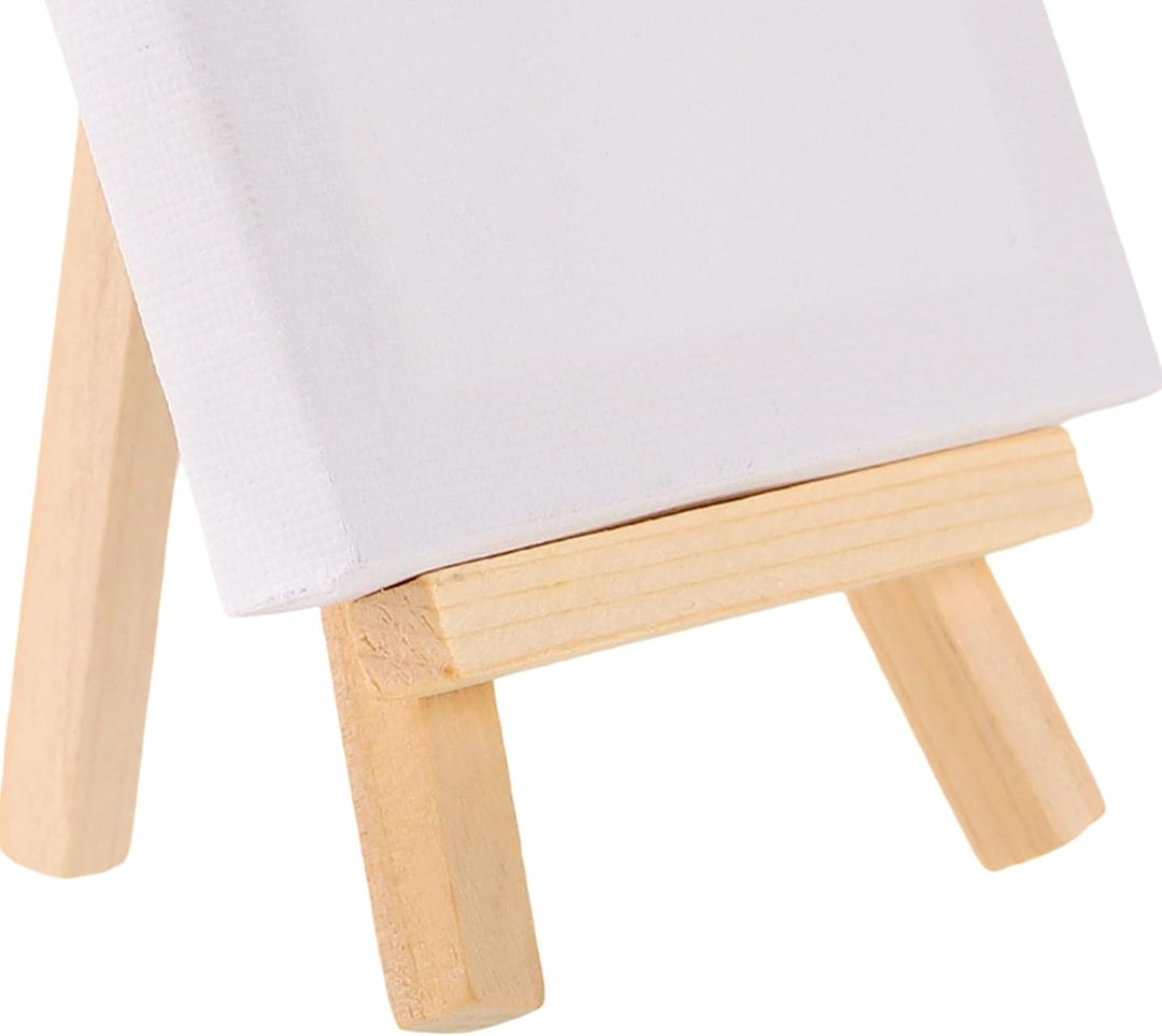 Mini Leinwand mit Staffelei Set mit Pinsel und Farbpaletten, 10x10 cm 24-teilig Leinwand Zum Bemalen
