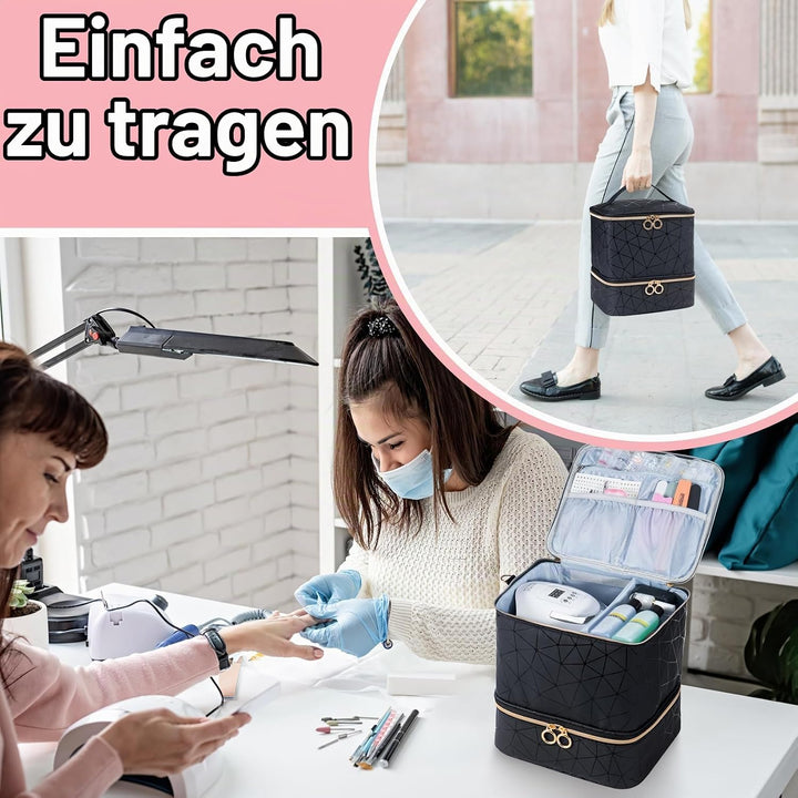 Uross Nagellack Organizer für 30 Nagellackflaschen und 1 LED-Nagellampe, Nagellack Aufbewahrung Tasc