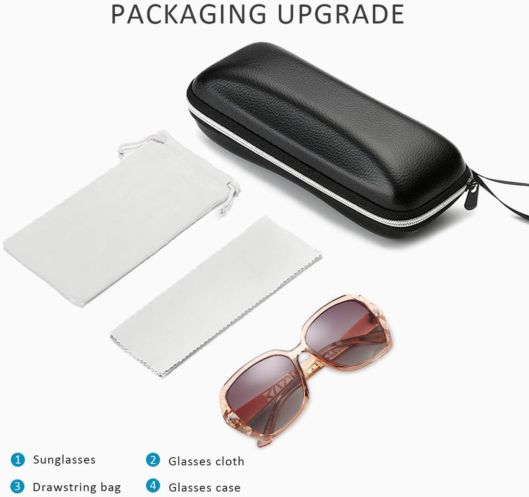 Sonnenbrille Damen Verspiegelt Verlaufsglas Polarisierte UV Schutz,Gross Polycarbonat Gläser Diamant