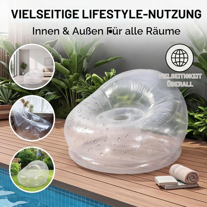 Sxhlseller Transparenter Aufblasbarer Sessel, Klarer Luftsofa Sitzsack für Innen &amp; Aussen, Ergonomis