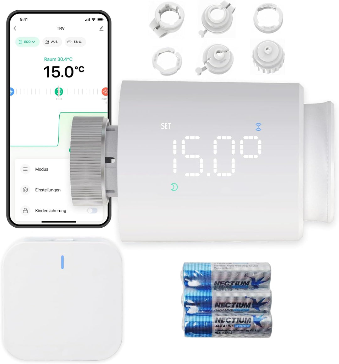 EZAIoT Smart Heizkörperthermostat – TRV Zigbee Tuya Kit mit Gateway/Hub für programmierbare App-Funk