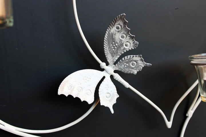 DanDiBo Wandteelichthalter Herz 39 cm Weiss Teelichthalter Metall Wandleuchter Kerze