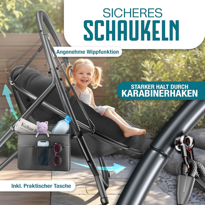 KESSER® Hängesessel mit Gestell Bali Hängeschaukel Hängestuhl bis 150kg für Indoor und Outdoor + Kis