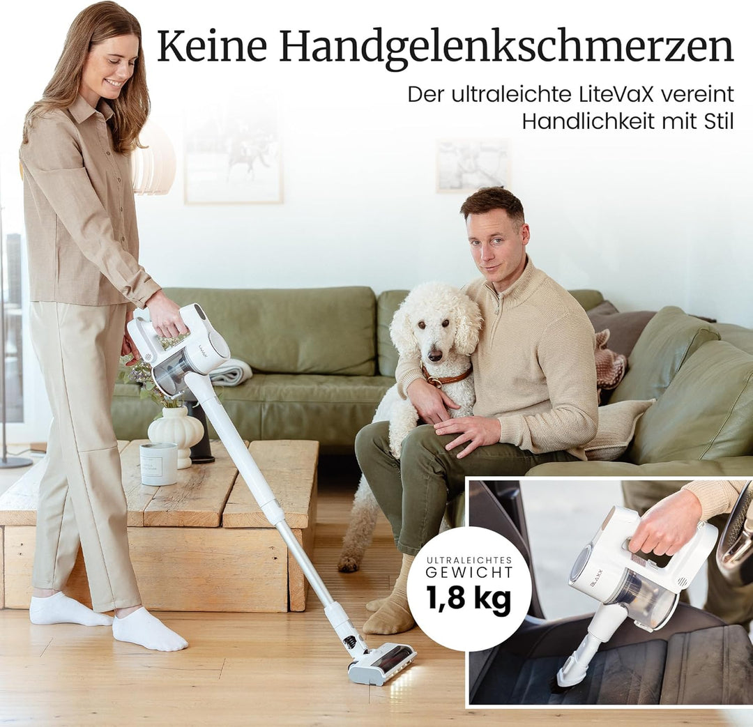BLAXX LVX Akku Staubsauger kabellos – 60 Min Laufzeit, Akkustaubsauger mit 2 Akkus & Schnelllader, b