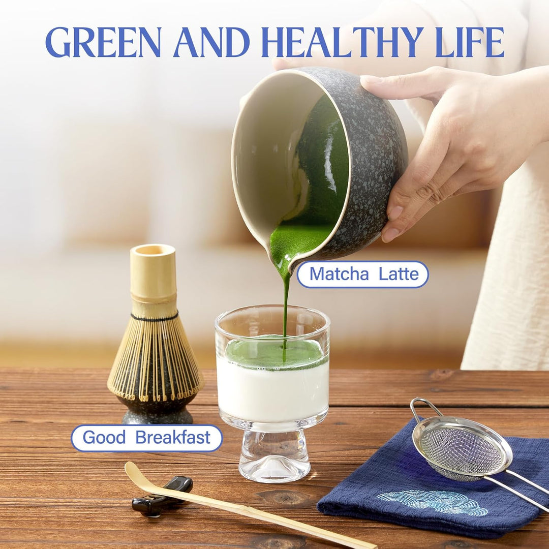 Matcha Tee Set – Japanisches Ceremonial Matcha Zubereitungsset | mit Bambus Chasen, Chashaku Löffel,