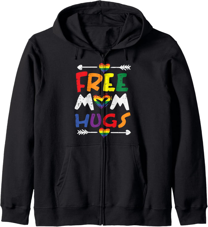 Free Mom Hugs Rainbow Heart Gay Pride Flag LGBTQ Mama Women Kapuzenjacke