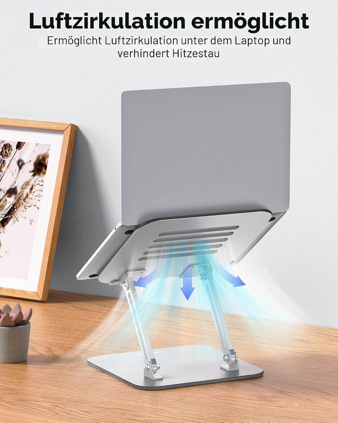 OMOTON Laptop Ständer Höhenverstellbar, Ergonomischer Notebook Ständer mit Belüftung, Faltbarer Lapt