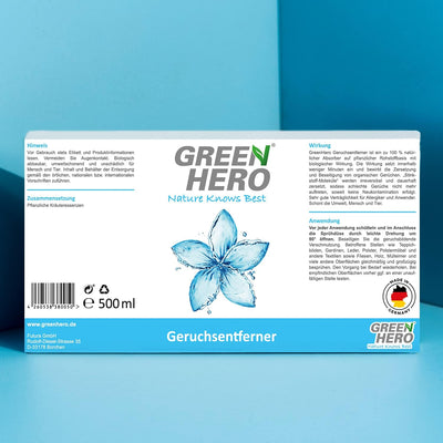 Green Hero Geruchsneutralisierer Spray 500ml für Textilien, Schuhe, Wohnräume und Auto zur Entfernun