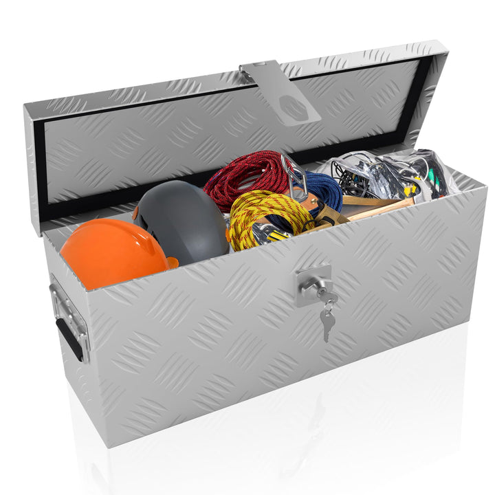 HENGMEI Aluminium Transportbox Werkzeugkiste Anhänger, Werkzeugkasten, Deichselbox mit Schloss, Wass