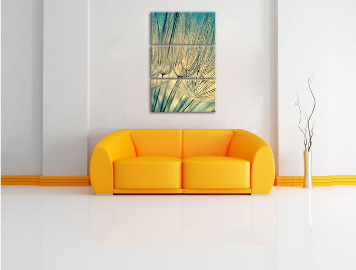 Pixxprint Pusteblumen 3-Teiler Leinwandbild 120x80 Bild auf Leinwand