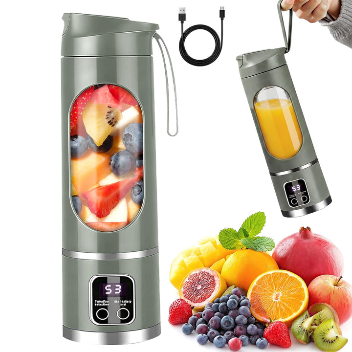 Tragbarer Mixer Smoothie Maker To Go, 450 ml Portable Blender, Mini-Standmixer mit 12 Klingen und LE
